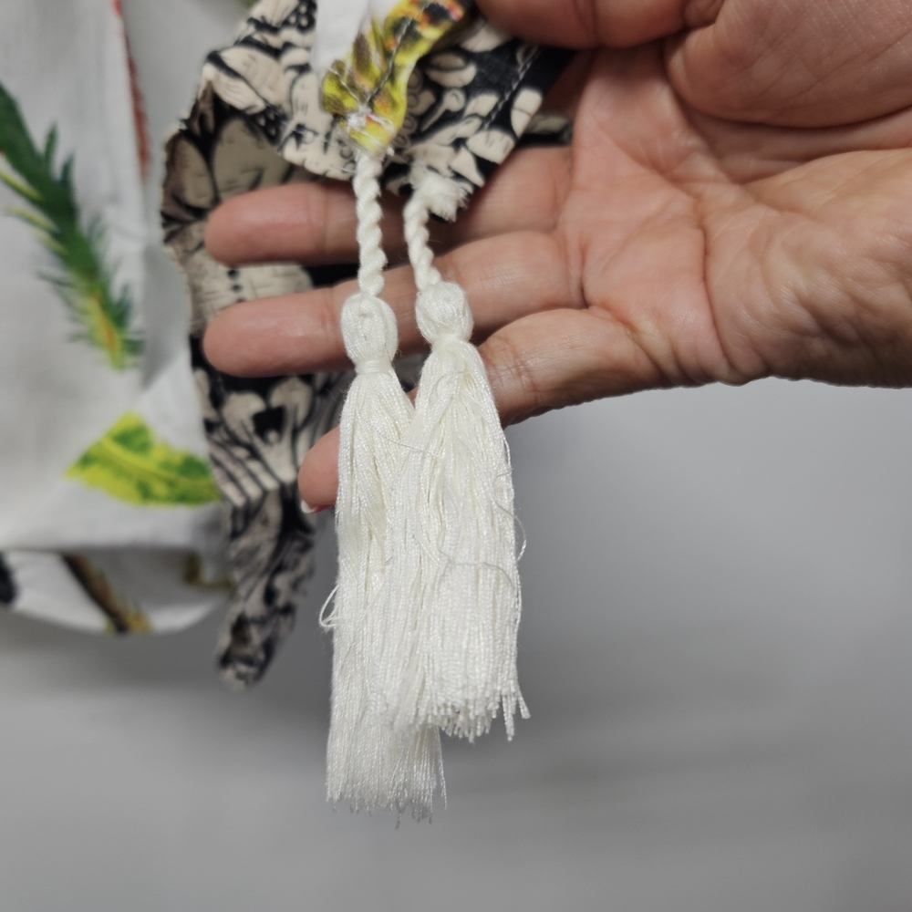 UMGEE Kimono Duster Cardigan Size XL/1XL Feather Print Tassel Boho Festival - Picture 7 of 11